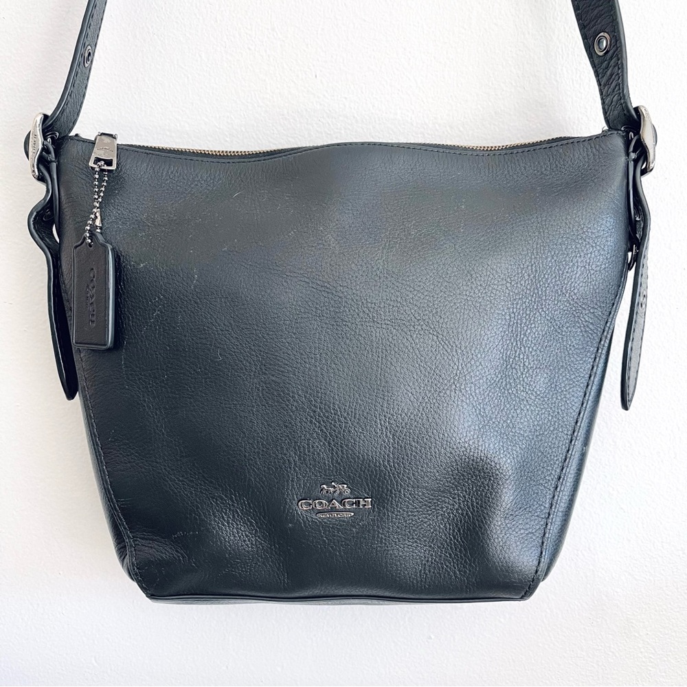 Coach Dufflette Pebble Leather Crossbody Bag In Black